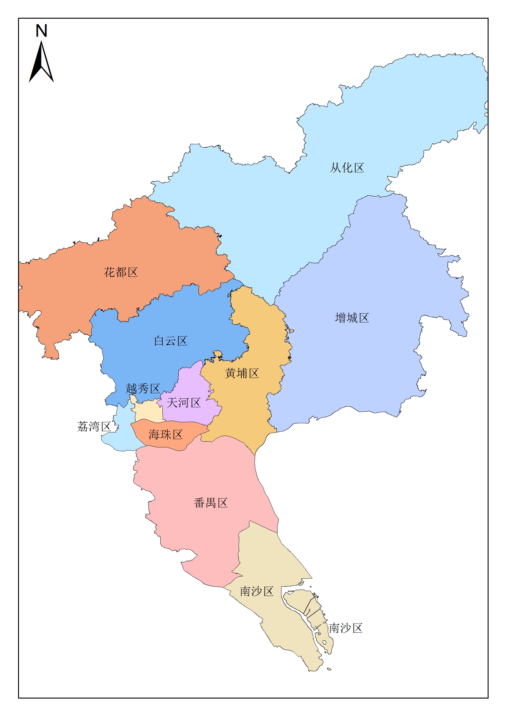 广州最新行政区划shp格式(镇级)