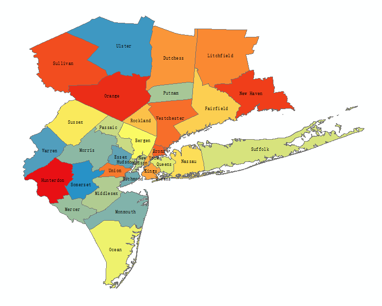 【数据分享】纽约旧金山东京湾区政区图shp文件