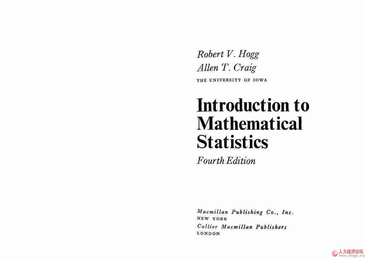  introduction to mathematical statistics by hogg craig mckean 4th